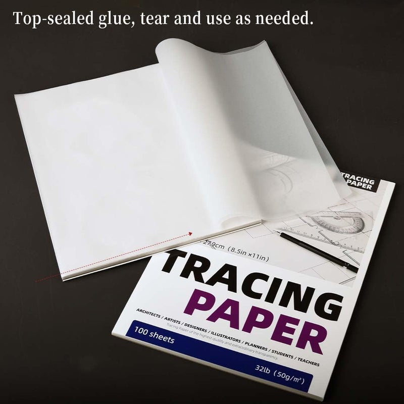 SEMLEART 8.5” X 11” TRACING PaperTracing Paper Pad for Drawing, 100 Sheets, 50gms Translucent Vellum Paper, for Sketching, Preliminary Drawing, Image Overlays (2pack, 8.5×11in) - Image 4